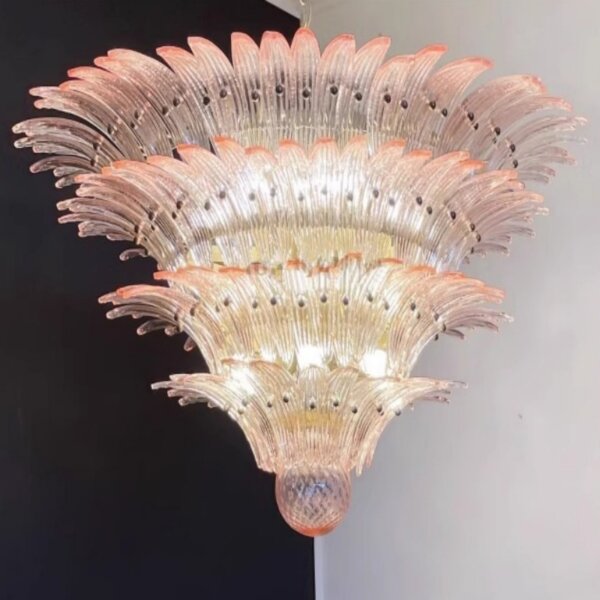 Amber Clear Pink White Glass Pendant Lamp - 图片 5
