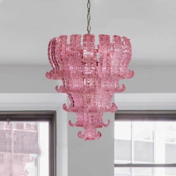 7-13 Heads Pink Clear Glass Pendant Light - 图片 5