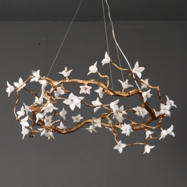 H40CM Flower Brass Tree Branch Chandelier - 图片 5