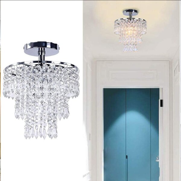 D20cm Gold Small Crystal Ceiling Light - 图片 5