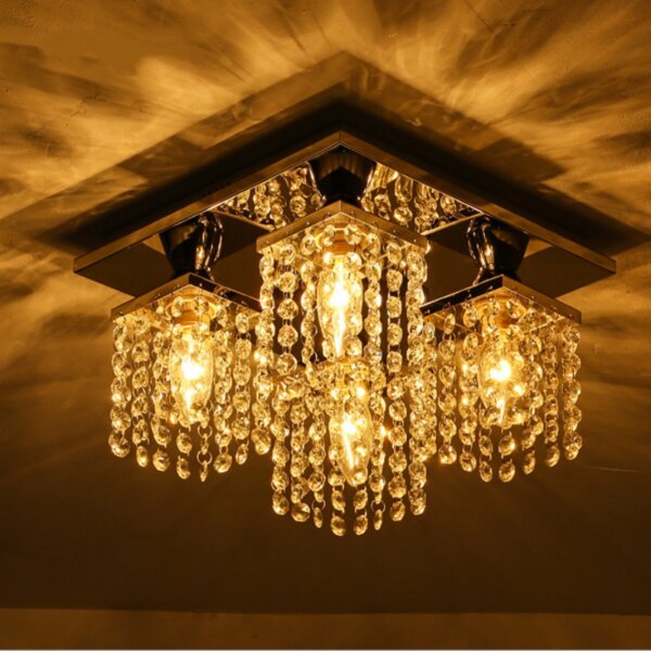 4 Heads Square Crystal Ceiling Light - 图片 5
