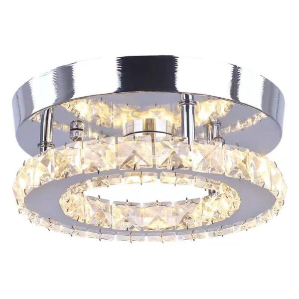 Round Stainless Steel Crystal Ceiling Lamp - 图片 5