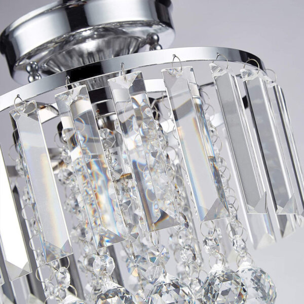 E14 Round Iron Crystal Ceiling Light - 图片 5