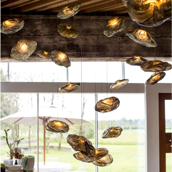 Gold Transparent Cloud Custom Glass Chandelier - 图片 5