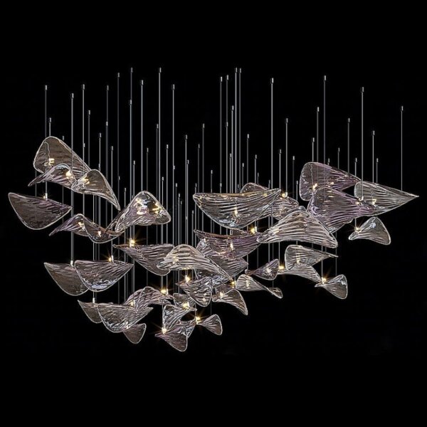 Gold Transparent Grey Custom Round Glass Chandelier - 图片 5