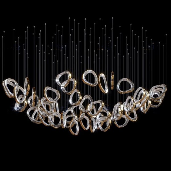 Gold Transparent Circle Custom Glass Chandelier - 图片 5