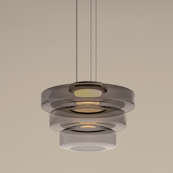Amber Smoky Gray Green Glass Pendant Lamp - 图片 5