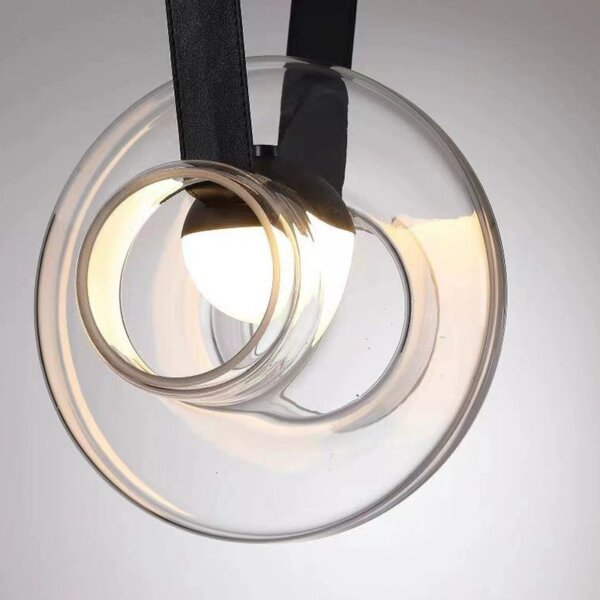 Clear Frosted Smoke Grey Belt Glass Pendant Light - 图片 5