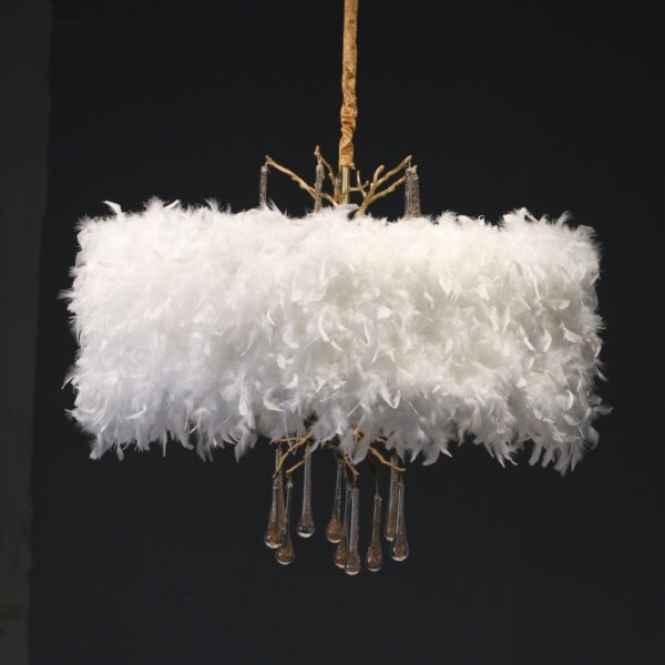 D85CM White Crown Feather Chandelier - 图片 5