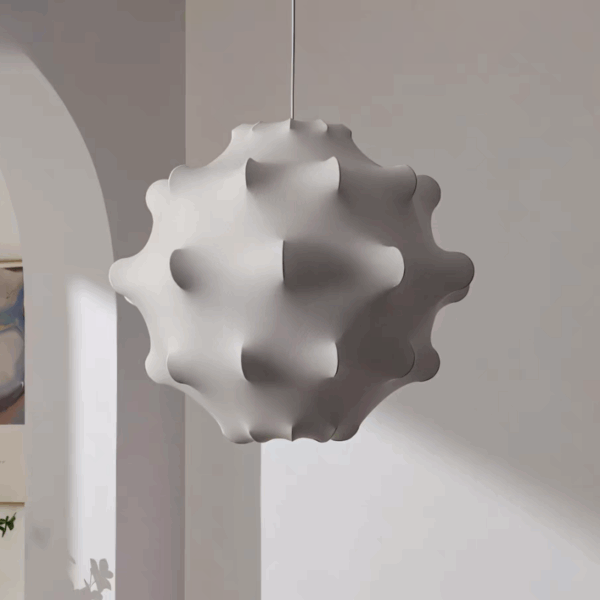 E27/E26 White Wave Silk Pendant Light - 图片 5