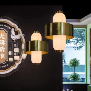 H40CM Black Iron Glass Pendant Lamp