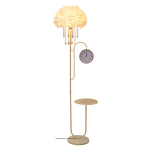 H165CM Cream Feather Hardware LED Floor Lamp