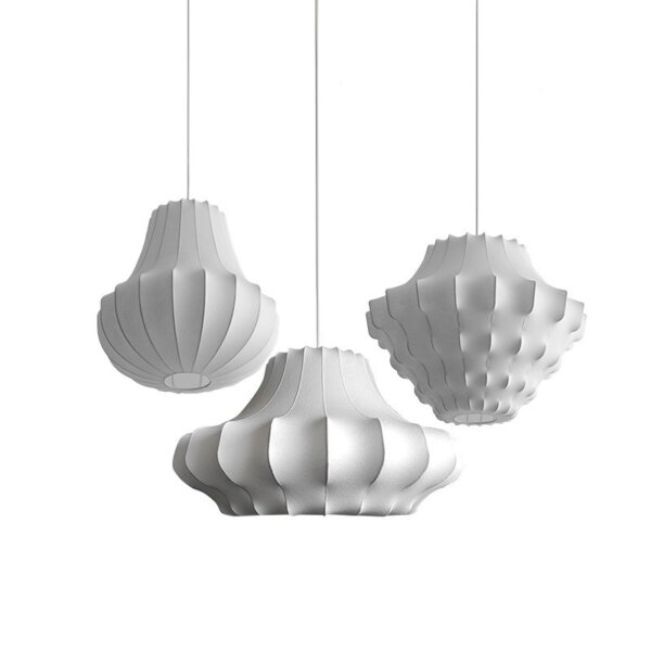 E27/E26 White Silk Iron Pendant Light - 图片 6