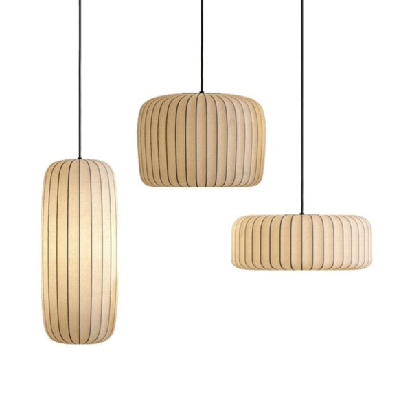 H25cm Lantern Silk Pendant Light - 图片 6