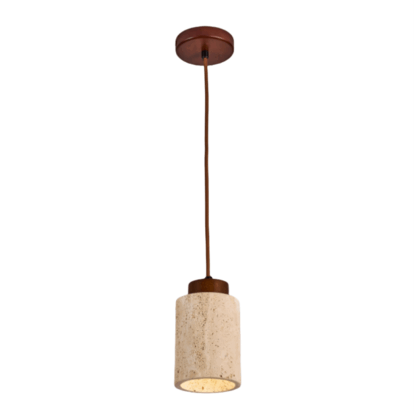 E27/E26 Yellow Travertine Wood Pendant Light - 图片 6