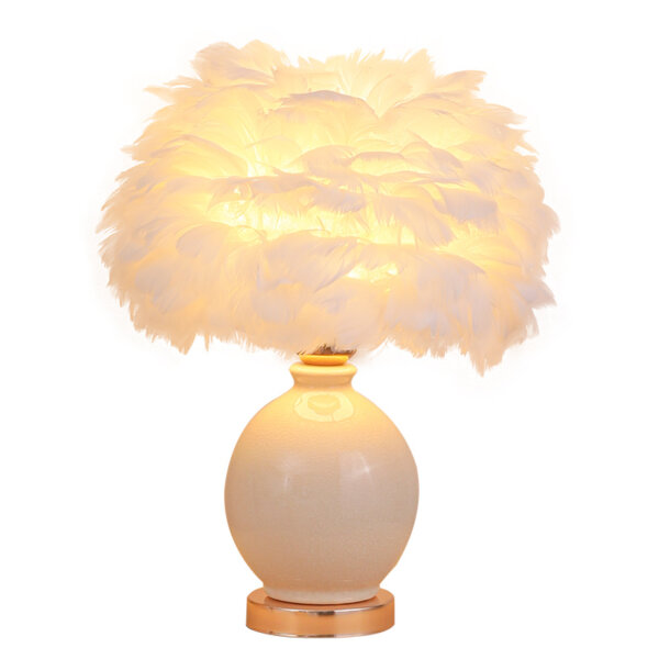 H40cm Colourful Ceramic Feather Table Light - 图片 6