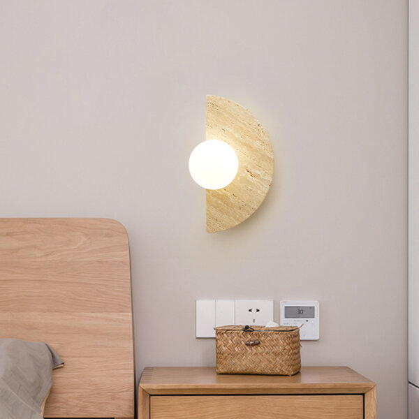 G9 Wood Glass Yellow Stone Wall Lamp - 图片 6