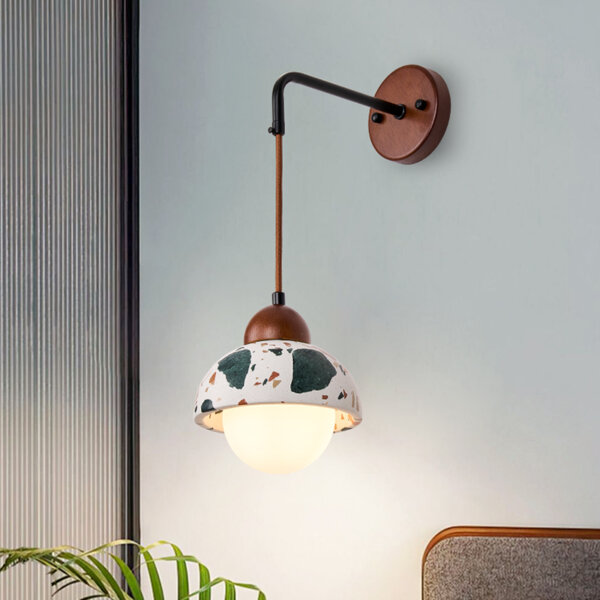 H16cm Terrazzo Wood LED Wall Lamp - 图片 6