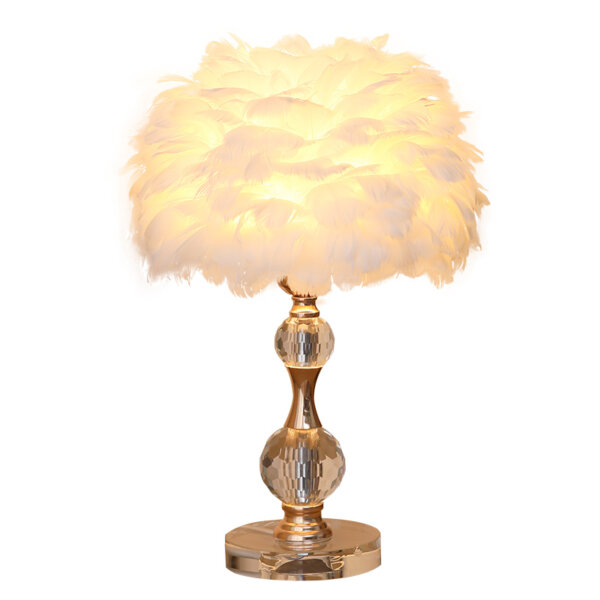 H45cm Hardware Crystal Feather Table Lamp - 图片 6