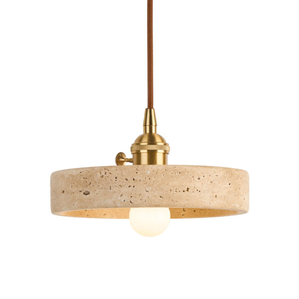 H11cm Yellow Travertine Stone Pendant Lamp - 图片 6