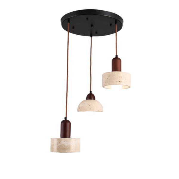 D35CM Yellow Travertine Wood Pendant Lamp - 图片 6