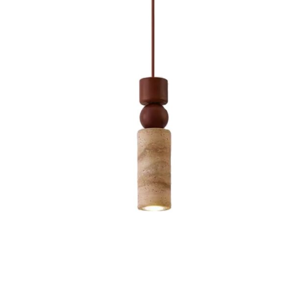 H28cm Vintage Yellow Travertine Pendant Lamp - 图片 6