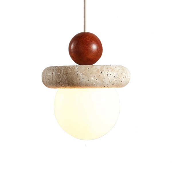 H22CM Ball Yellow Travertine Pendant Light - 图片 6