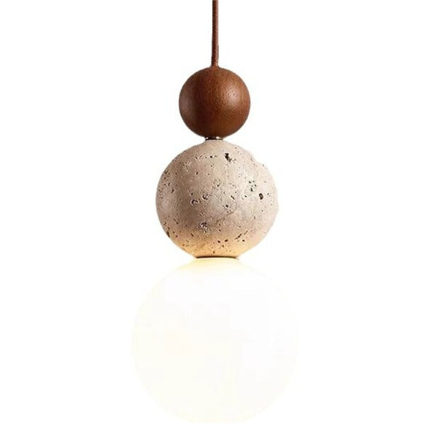 Gourd Wood Yellow Travertine Pendant Light - 图片 5