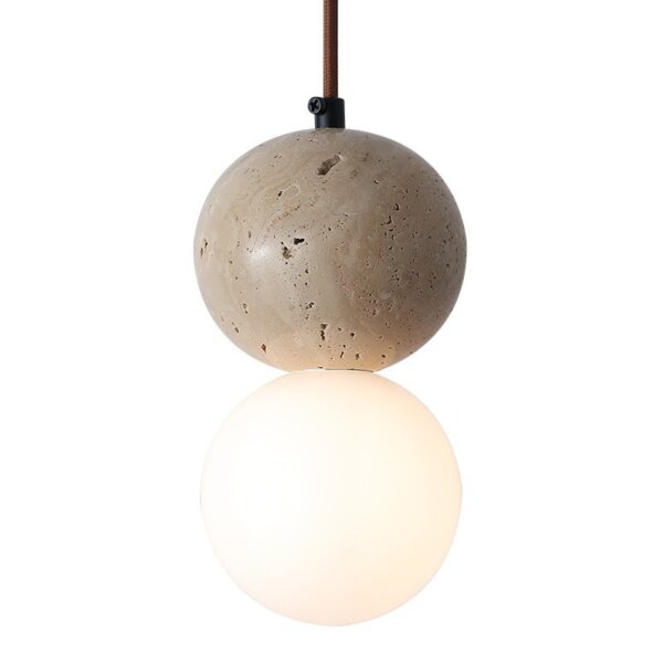D10cm LED Ball Yellow Travertine Pendant Lamp - 图片 6