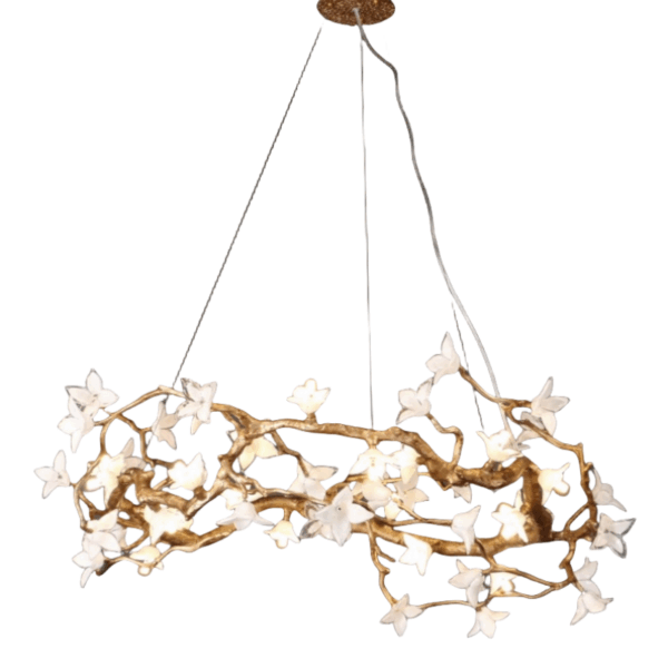 H40CM Flower Brass Tree Branch Chandelier - 图片 6
