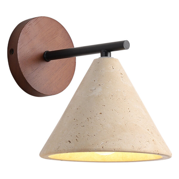 D13cm Cone Yellow Travertine LED Wall Light - 图片 6