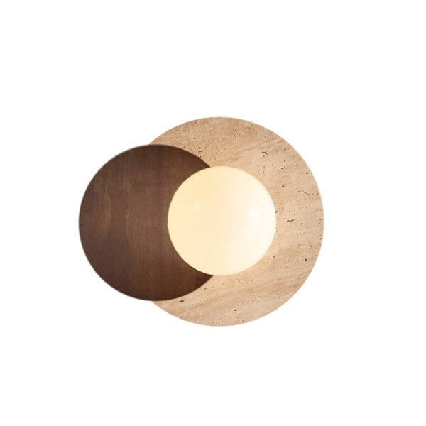 D30cm Round Travertine Wall Lamp - 图片 5