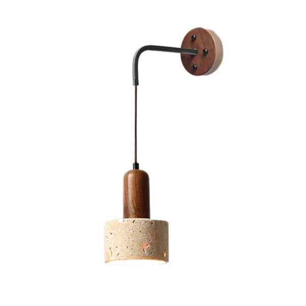 E27/E26 Yellow Travertine Wood Wall Lamp - 图片 6