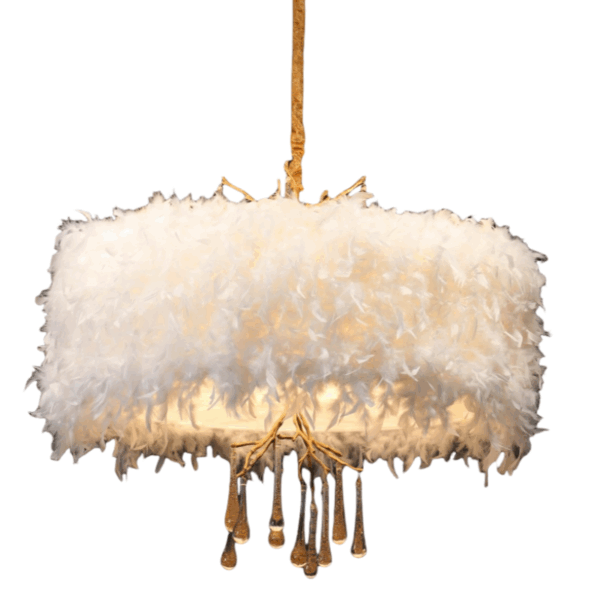 D85CM White Crown Feather Chandelier - 图片 6