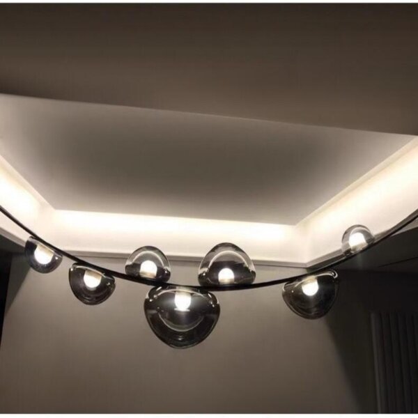 Black Leather Glass Pendant Light - 图片 6