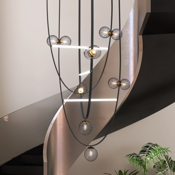 G9 Leather Glass Ball Pendant Lamp - 图片 6