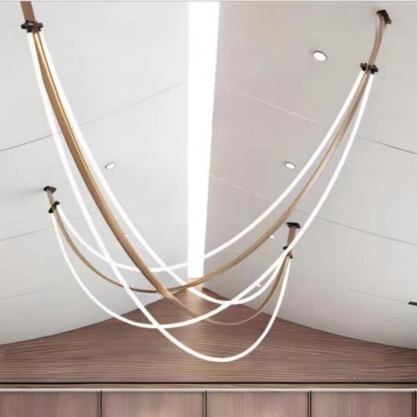 Brown White Leather Silicone Pendant Light - 图片 6