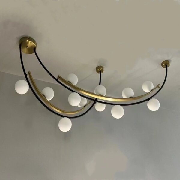 G9 Black Gold Glass Ball Iron Pendant Lamp - 图片 6