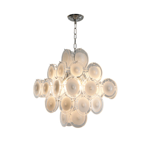 6 Heads White Glass Iron Pendant Light - 图片 6
