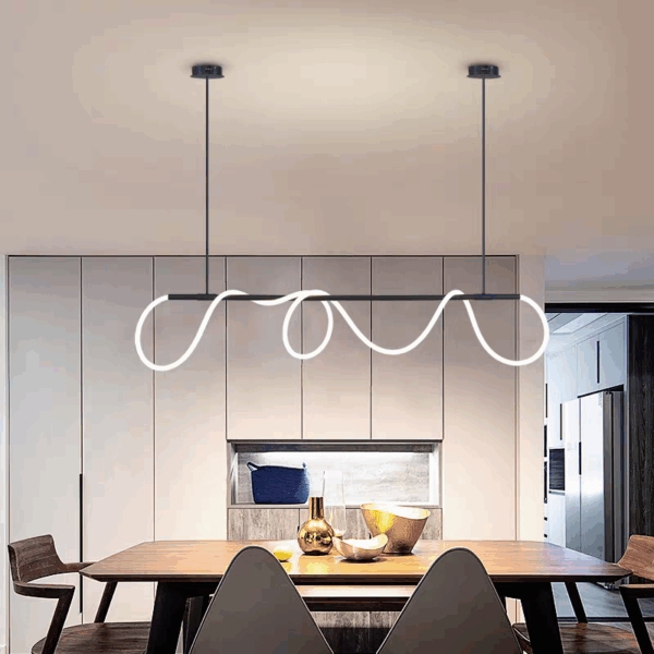Gold White Linear Art Pendant Lamp - 图片 6