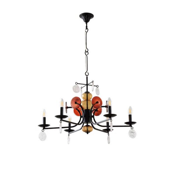 5-8 Heads Retro Iron Glass Pendant Lamp - 图片 6