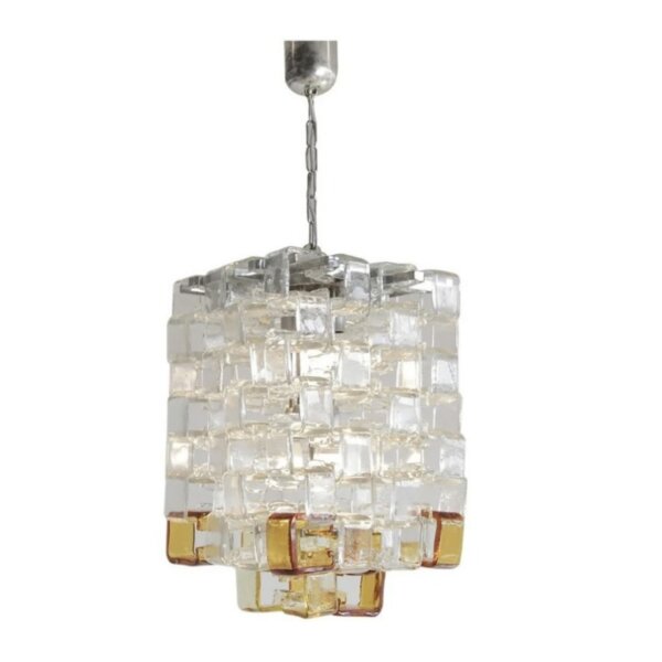 E14 Chrome Glass Cube Pendant Light - 图片 6