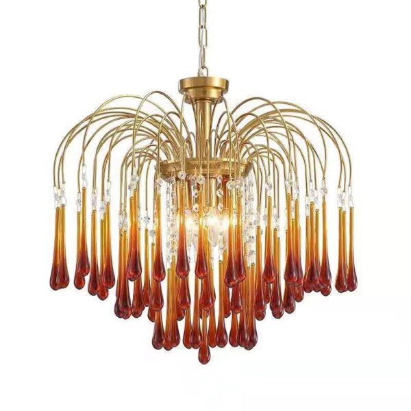 E14 Iron Water Drop Glass Pendant Lamp - 图片 6