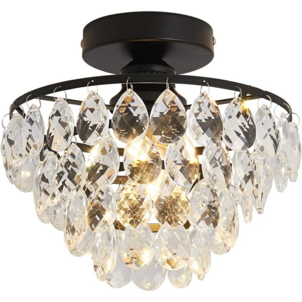 D30cm Crystal Gold Black Ceiling Lamp - 图片 6
