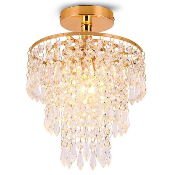 D20cm Gold Small Crystal Ceiling Light - 图片 6
