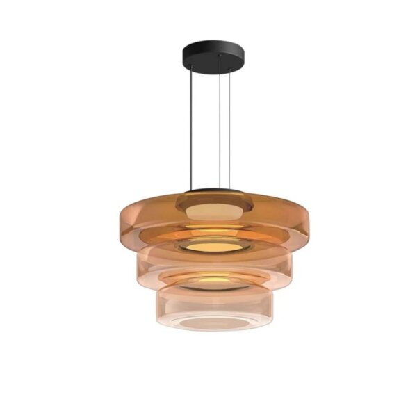 Amber Smoky Gray Green Glass Pendant Lamp - 图片 6
