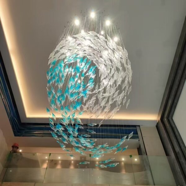 Duplex Luxury Fish Custom Glass Chandelier - 图片 6