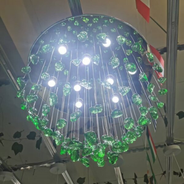 Gold Green Blue Custom Glass Chandelier - 图片 6