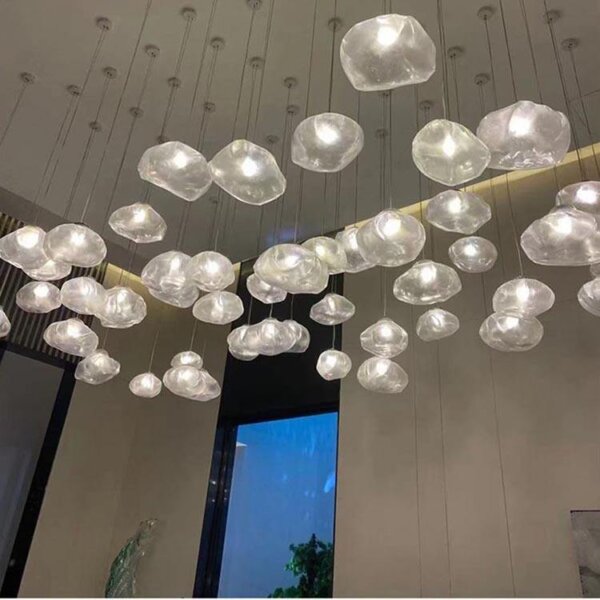 Gold Transparent Cloud Custom Glass Chandelier - 图片 6
