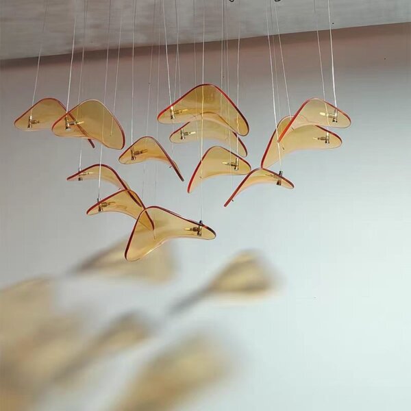 Gold Transparent Grey Custom Round Glass Chandelier - 图片 6